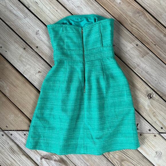 Banana Republic Green Tweed Strapless Mini Dress Size 2. NEW - Picture 6 of 13